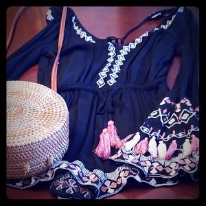 Embroidered boho romper